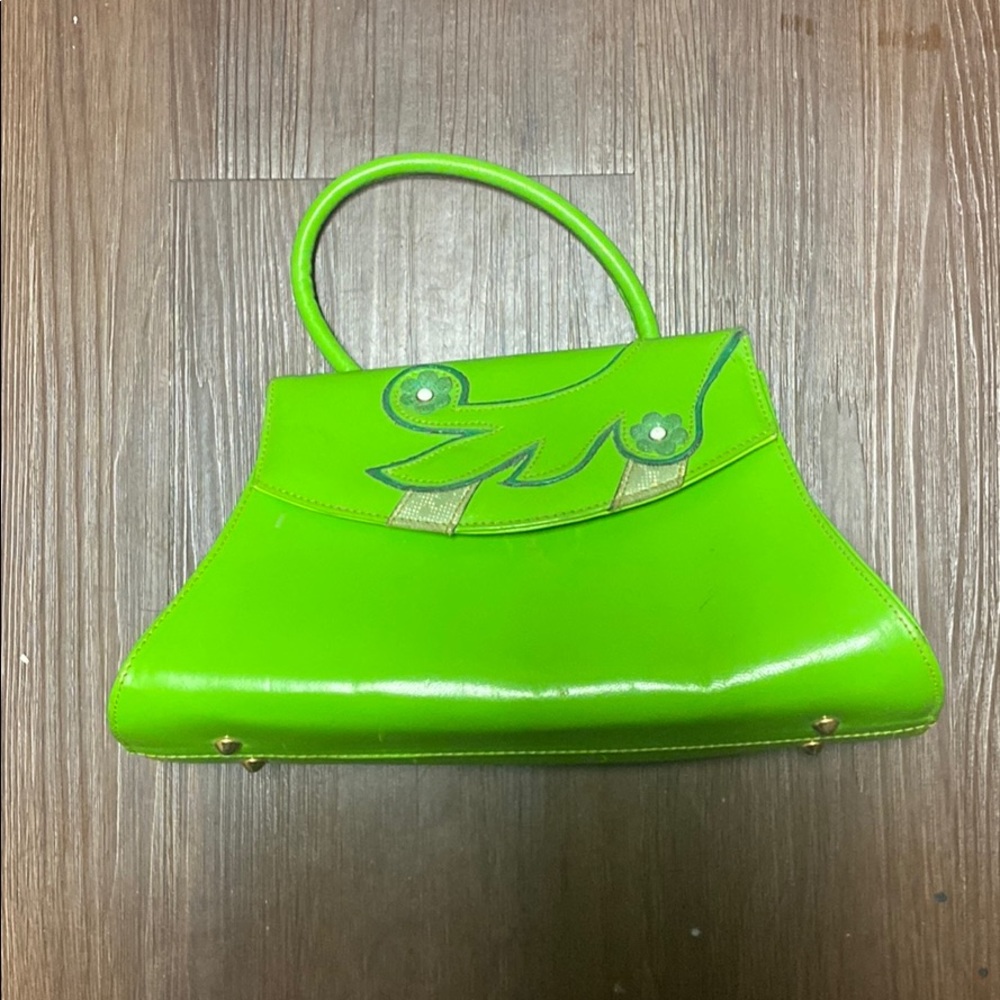 Green leather small handbag